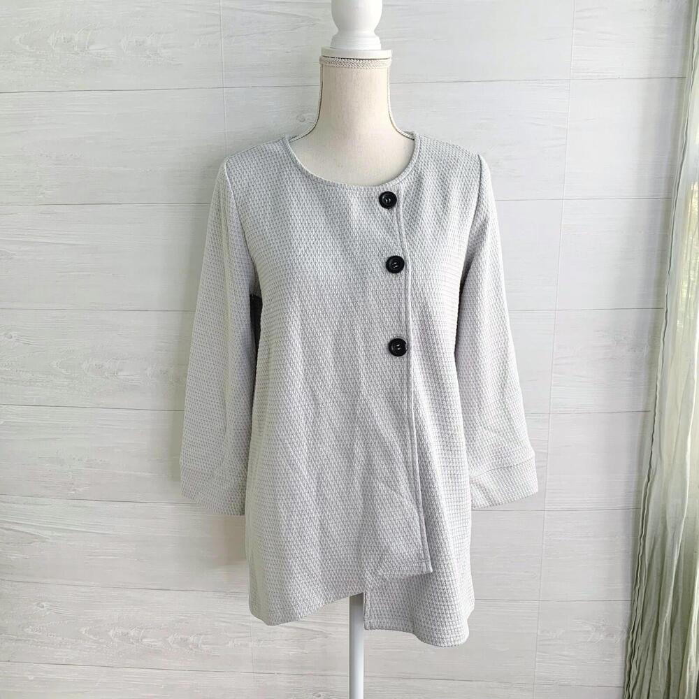 Soft Surroundings - Textured gray asymmetrical jacket, S